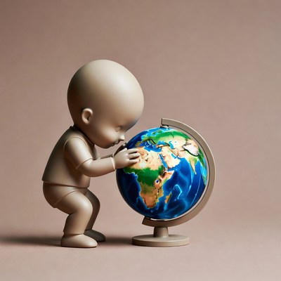 Baby figurine hugging globe