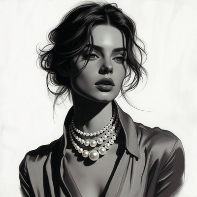 Woman with pearl necklace portrait