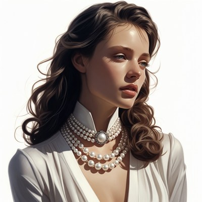 Woman with pearl necklaces