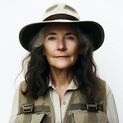 Mature woman in safari hat and vest