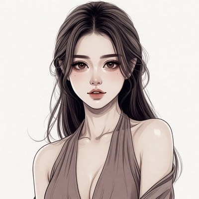 Beautiful Asian woman in slip dress