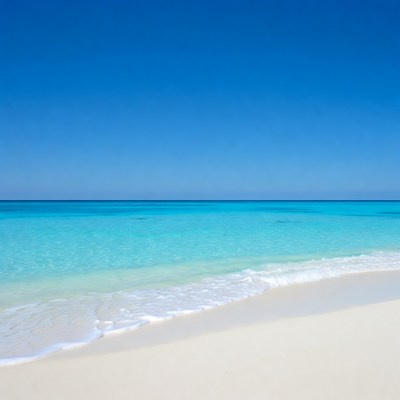 Turquoise Ocean Waves on White Sand Beach