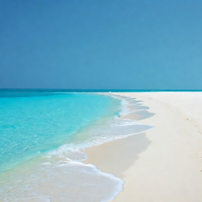 Turquoise ocean waves on white sand beach