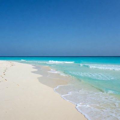 Turquoise Ocean Waves on White Sand Beach