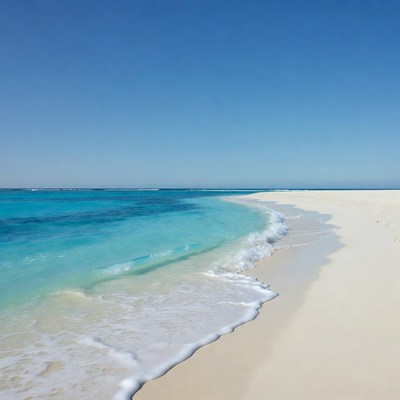 Turquoise waves on white sand beach