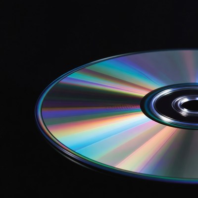 Shiny CD Disc on Black Background