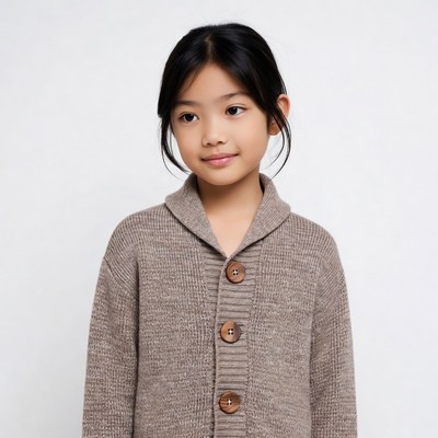 Asian girl in brown cardigan