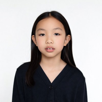 Asian girl in black cardigan