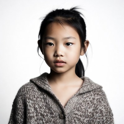 Asian girl in hoodie portrait