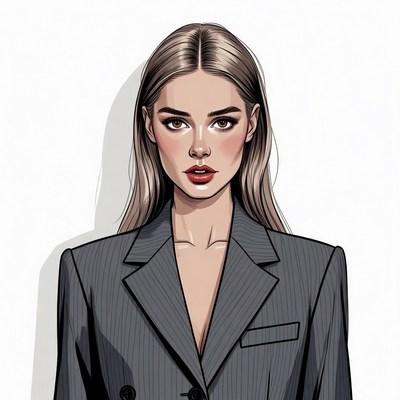 Blonde woman in gray blazer