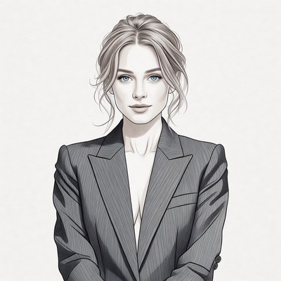 Blonde woman in gray blazer