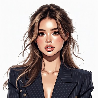 Beautiful woman in pinstripe blazer