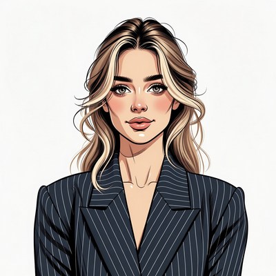 Blonde woman in pinstripe blazer