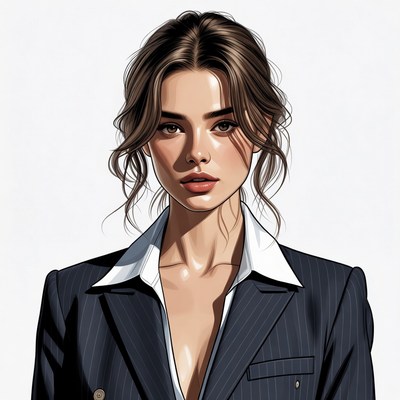 Woman in pinstripe blazer