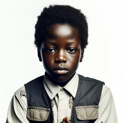 African boy in vest portrait