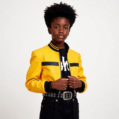 African-American boy in yellow jacket