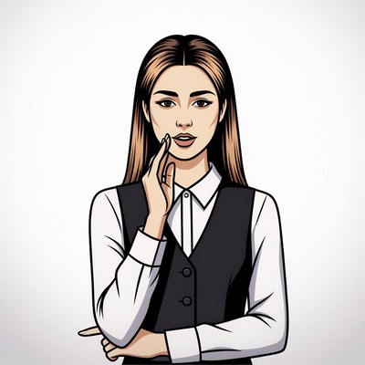 Asian woman shushing with finger to lips