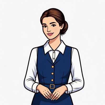 Smiling woman in navy vest uniform