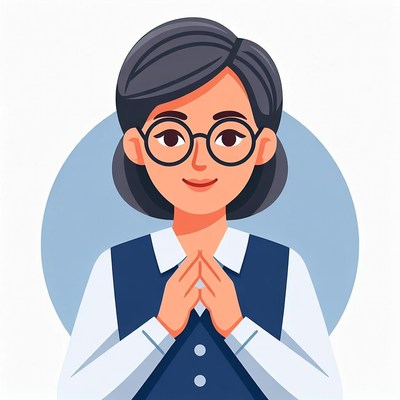 Asian woman praying with hands clasped