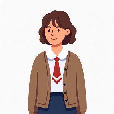 Smiling woman in school uniform