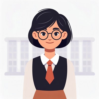 Asian girl in school uniform with glasses