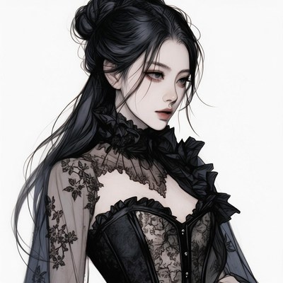 Gothic woman in lace corset