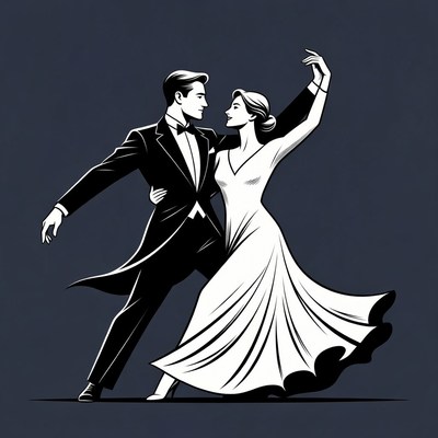 Man and woman ballroom dancing