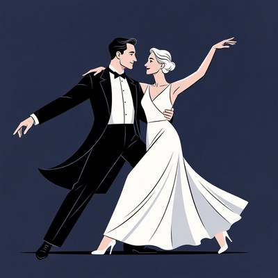 Elegant Couple Dancing Tango Illustration
