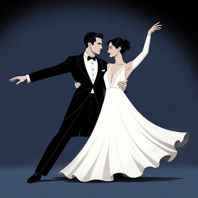 Man and woman ballroom dancing