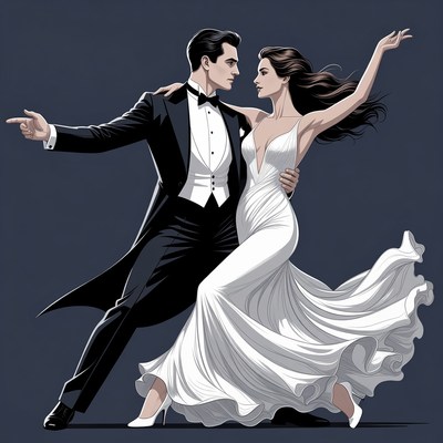 Elegant Couple Dancing Tango