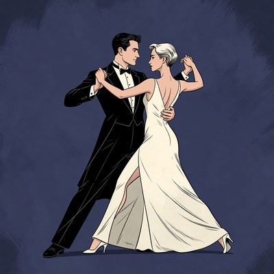 Couple Dancing Tango Illustration