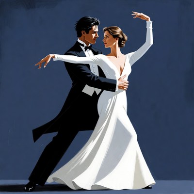 Elegant couple ballroom dancing