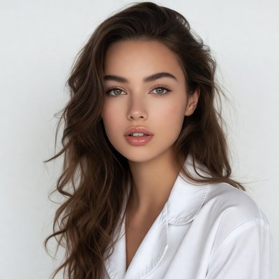 Beautiful woman with long brown hair