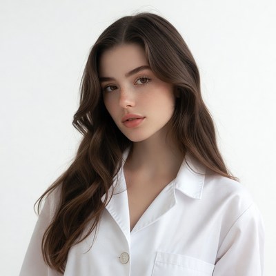 Woman in white shirt close-up