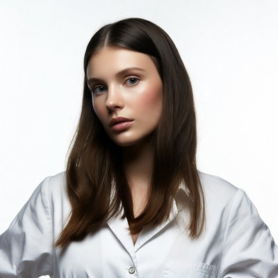 Woman in white shirt portrait