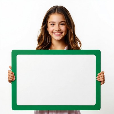 Girl holding green blank sign
