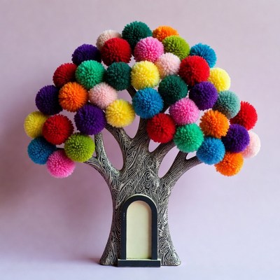 Colorful Pom Pom Tree with Door