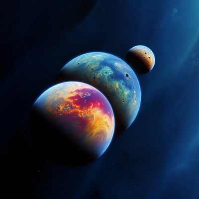 Colorful Alien Planets in Space