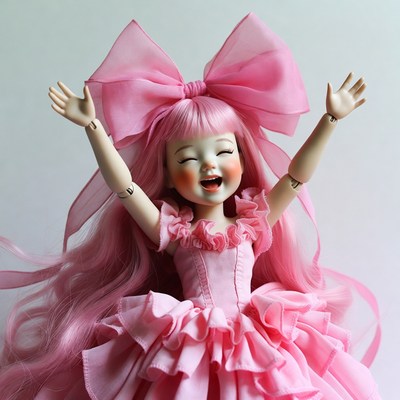 Pink-haired doll with big bow
