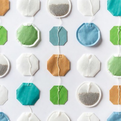 Colorful Tea Bags Flat Lay