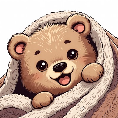 Cute baby bear in blanket