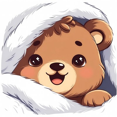 Cute bear peeking from blanket