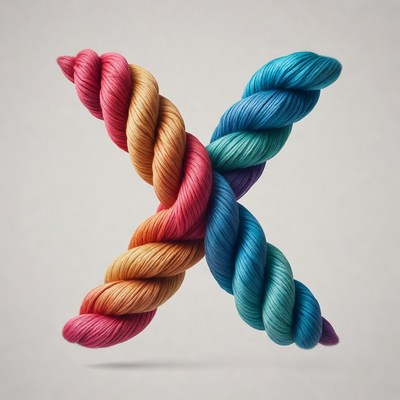 Colorful Twisted Yarn Letter X