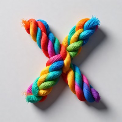Rainbow braided ropes forming X