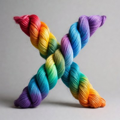 Rainbow Yarn Forming X Shape