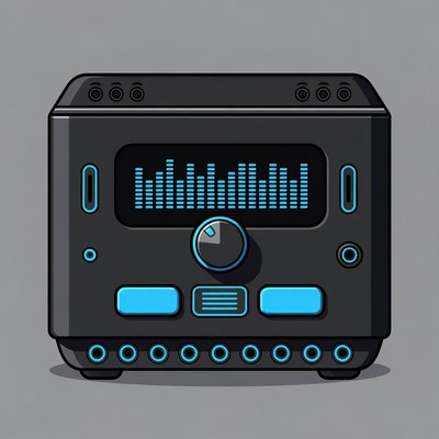 Black Stereo Speaker with Blue Display