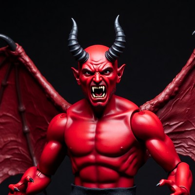 Roaring Red Demon with Wings