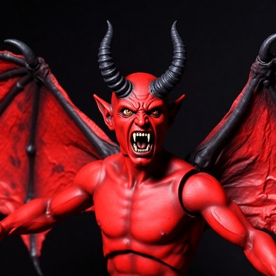 Roaring red demon with wings