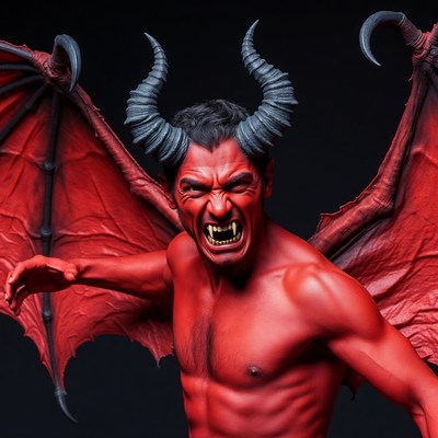 Roaring red demon with wings