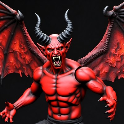 Roaring red demon with wings